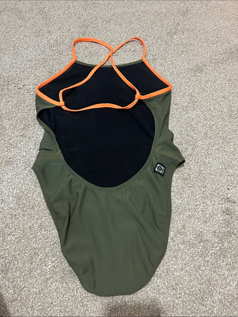 Olive Green Jolyn One-Piece Swimsuit with Orange Straps
